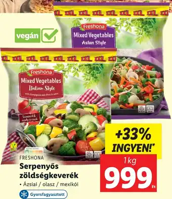 Lidl Freshona Serpenyős zöldségkeverék 1kg ajánlat