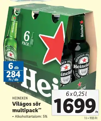 Lidl HEINEKEN Világos sör multipack 6x0,25l ajánlat