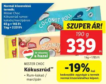 Lidl Mister Choc Kókuszrúd 190g ajánlat