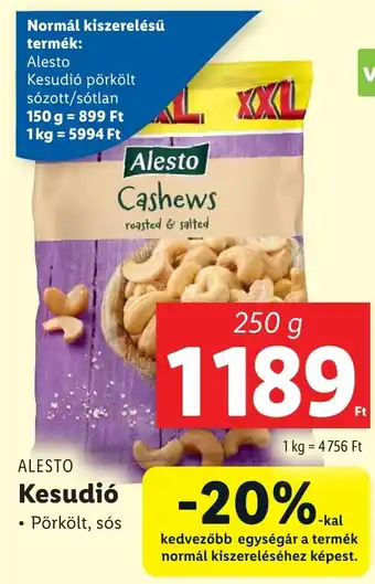 Lidl ALESTO Kesudió 250g ajánlat