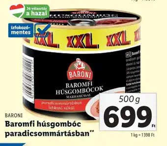 Lidl BARONI Baromfi húsgombóc paradicsommártásban 500g ajánlat