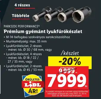 Lidl PARKSIDE PERFORMANCE Prémium gyémánt lyukfúrókészlet ajánlat