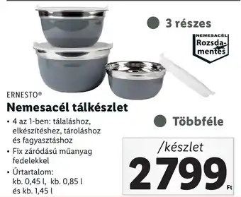 Lidl ERNESTO Nemesacél tálkészlet ajánlat