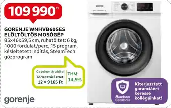 Auchan GORENJE WNHVB60SES ELÖLTÖLTŐS MOSÓGÉP ajánlat