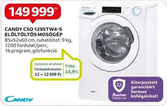 Auchan CANDY CSO 1295TW4-S ELÖLTÖLTŐS MOSÓGÉP ajánlat