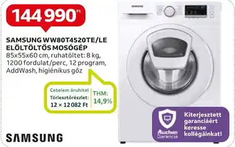 Auchan SAMSUNG WW80T4520TE/LE ELÖLTÖLTŐS MOSÓGÉP ajánlat
