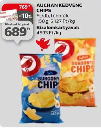 Auchan AUCHAN KEDVENC CHIPS 150g ajánlat