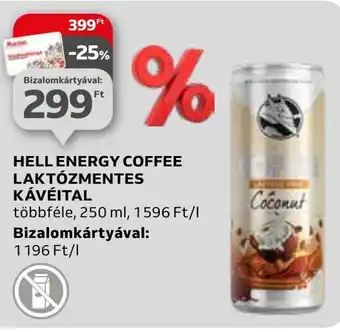 Auchan HELL ENERGY COFFEE LAKTÓZMENTES KÁVÉITAL 250ml ajánlat