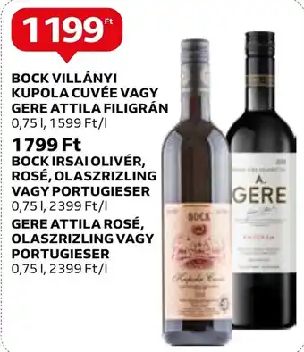 Auchan BOCK VILLÁNYI KUPOLA CUVÉE VAGY GERE ATTILA FILIGRÁN 0,75l ajánlat