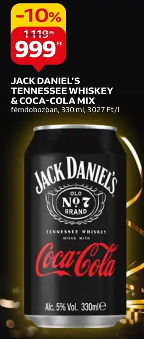 Auchan JACK DANIEL'S TENNESSEE WHISKEY & COCA-COLA MIX, 330 ml ajánlat