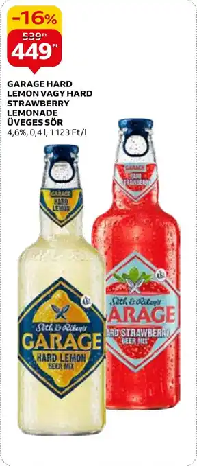 Auchan GARAGE HARD LEMON VAGY HARD STRAWBERRY LEMONADE ÜVEGES SÖR 0,4l ajánlat