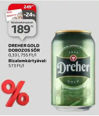 Auchan DREHER GOLD DOBOZOS SÖR 0,33l ajánlat