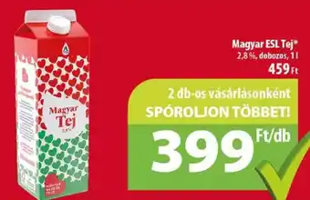 Coop Magyar ESL Tej 2,8%, 1l ajánlat