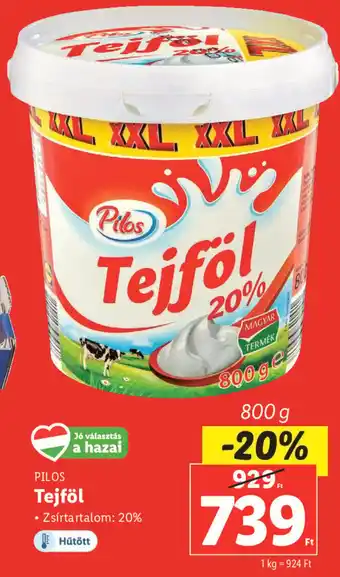 Lidl PILOS Tejföl 800g ajánlat