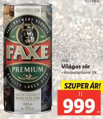 Lidl FAXE Világos sör 1l ajánlat
