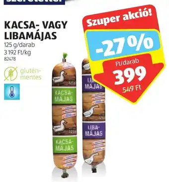 ALDI KACSA VAGY LIBAMÁJAS 125g ajánlat