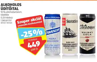 ALDI ALKOHOLOS ÜDÍTŐITAL 0,33l ajánlat