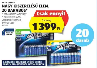 ALDI ACTIV ENERGY NAGY KISZERELÉSŰ ELEM 20 DARABOS ajánlat