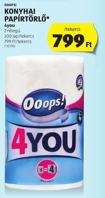 ALDI Ooops KONYHAI PAPÍRTÖRLŐ ajánlat