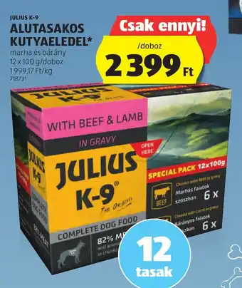ALDI JULIUS K 9 ALUTASAKOS KUTYAELEDEL 12x100g ajánlat