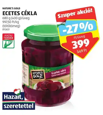 ALDI NATURE S GOLD ECETES CÉKLA 680g ajánlat