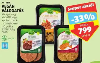 ALDI JUST VEG VEGÁN VÁLOGATÁS 140g ajánlat