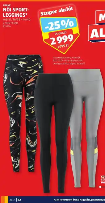 ALDI CRANE NŐI SPORT LEGGINGS ajánlat