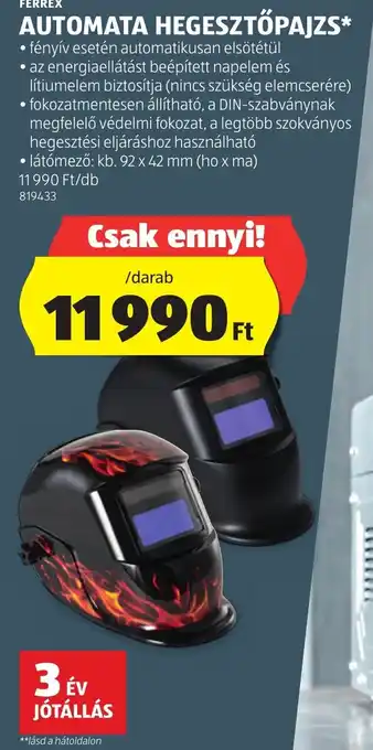 ALDI FERREX AUTOMATA HEGESZTŐPAJZS ajánlat