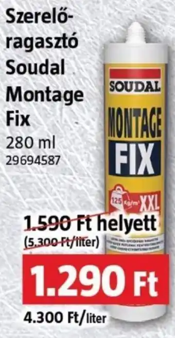 Szerelő ragasztó Soudal Montage Fix 280ml