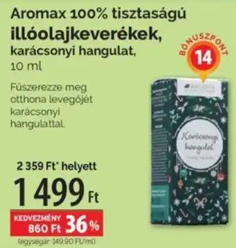 Aromax 100% tisztaságú illóolajkeverékek, karácsonyi hangulat 10ml