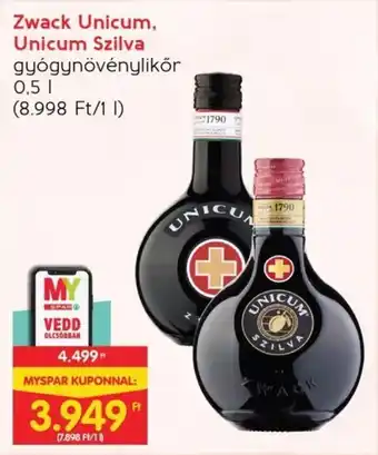 Spar Zwack Unicum, Unicum Szilva 0,5 l ajánlat