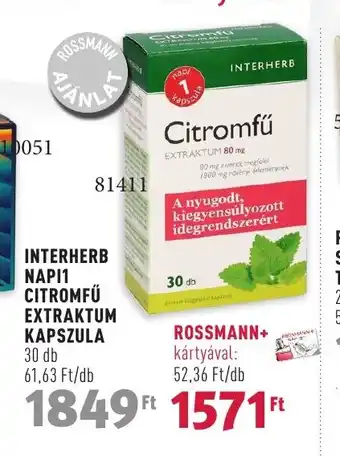Rossmann INTERHERB NAPI1 CITROMFŰ EXTRAKTUM KAPSZULA 30 db ajánlat