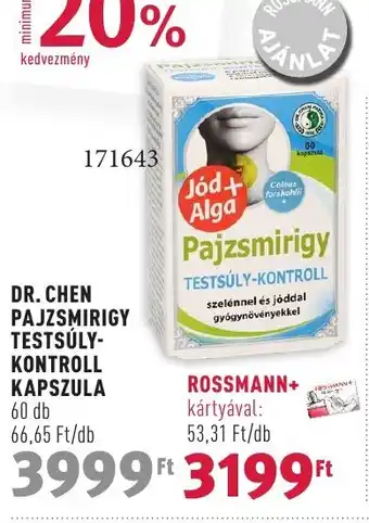 Rossmann DR. CHEN PAJZSMIRIGY TESTSÚLY-KONTROLL KAPSZULA 60 db ajánlat