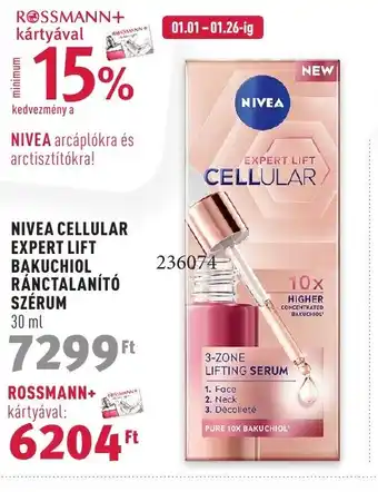 Rossmann NIVEA CELLULAR EXPERT LIFT BAKUCHIOL RÁNCTALANÍTÓ SZÉRUM 30 ml ajánlat