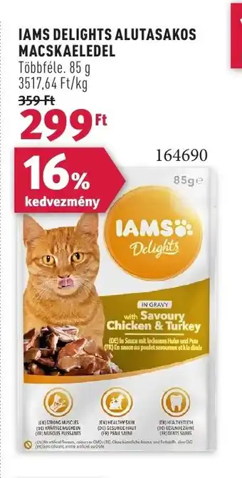 Rossmann IAMS DELIGHTS ALUTASAKOS MACSKAELEDEL 85 g ajánlat