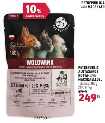 Rossmann PETREPUBLIC ALUTASAKOS KUTYA-VAGY MACSKAELEDEL 100 g ajánlat