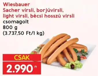 Interspar Wiesbauer Sacher virsli, borjúvirsli, light virsli, bécsi hosszú virsli 800g ajánlat