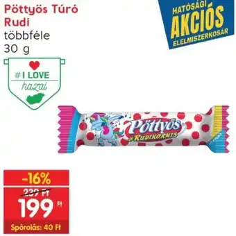 Interspar Pöttyös Túró Rudi többféle 30g ajánlat
