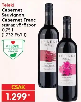Teleki Cabernet Sauvignon, Cabernet Franc száraz vörösbor 0,75l