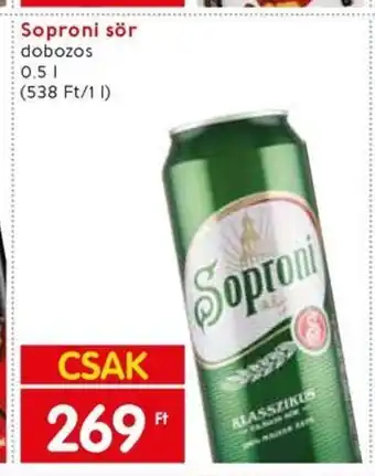 Spar Soproni sör 0,5 l ajánlat