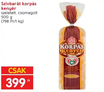 Spar Szívbarát korpás kenyér 500 g ajánlat