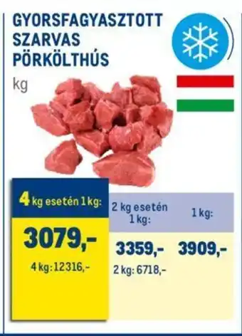 Metro GYORSFAGYASZTOTT SZARVAS PÖRKÖLTHÚS 1 kg ajánlat
