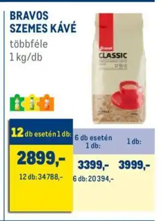 Metro BRAVOS SZEMES KÁVÉ 1 kg ajánlat