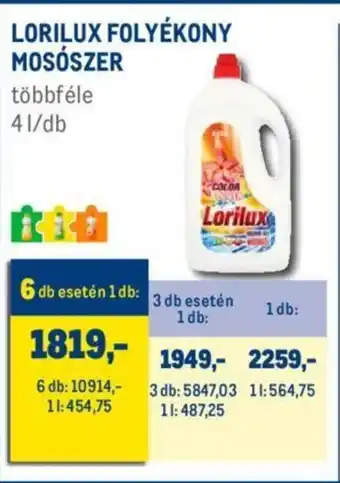 Metro LORILUX FOLYÉKONY MOSÓSZER 4 l ajánlat