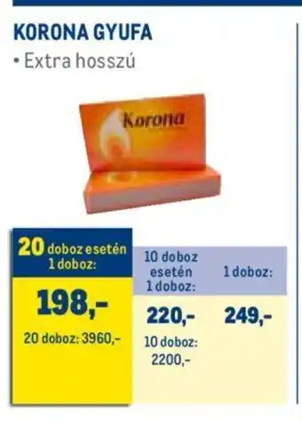 Metro KORONA GYUFA 1 doboz ajánlat