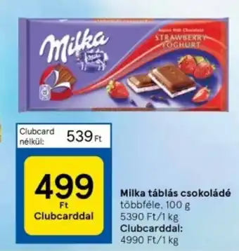 Tesco Milka táblás csokoládé 100 g ajánlat