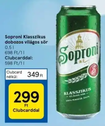 Tesco Soproni Klasszikus dobozos világos sör 0,5l ajánlat