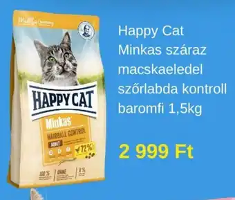 Happy Cat Minkas száraz macskaeledel szőrlabda kontroll baromfi 1,5kg