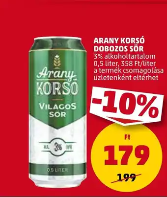 PENNY ARANY KORSÓ DOBOZOS SÖR 0,5l ajánlat