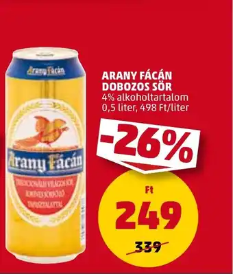 PENNY ARANY FÁCÁN DOBOZOS SÖR 0,5 liter ajánlat
